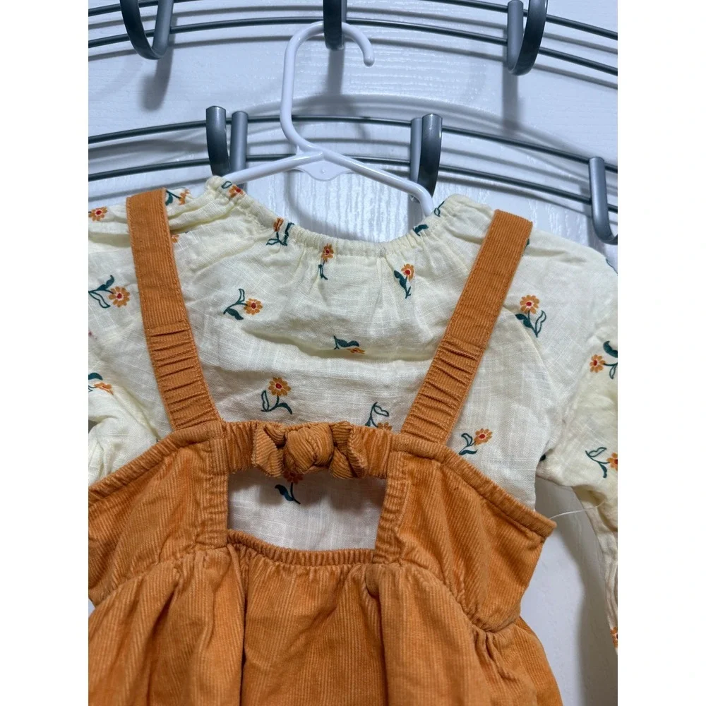 Cat & Jack Baby Girls Mustard Ditsy Floral Corduroy Jumper Set 12M NWT